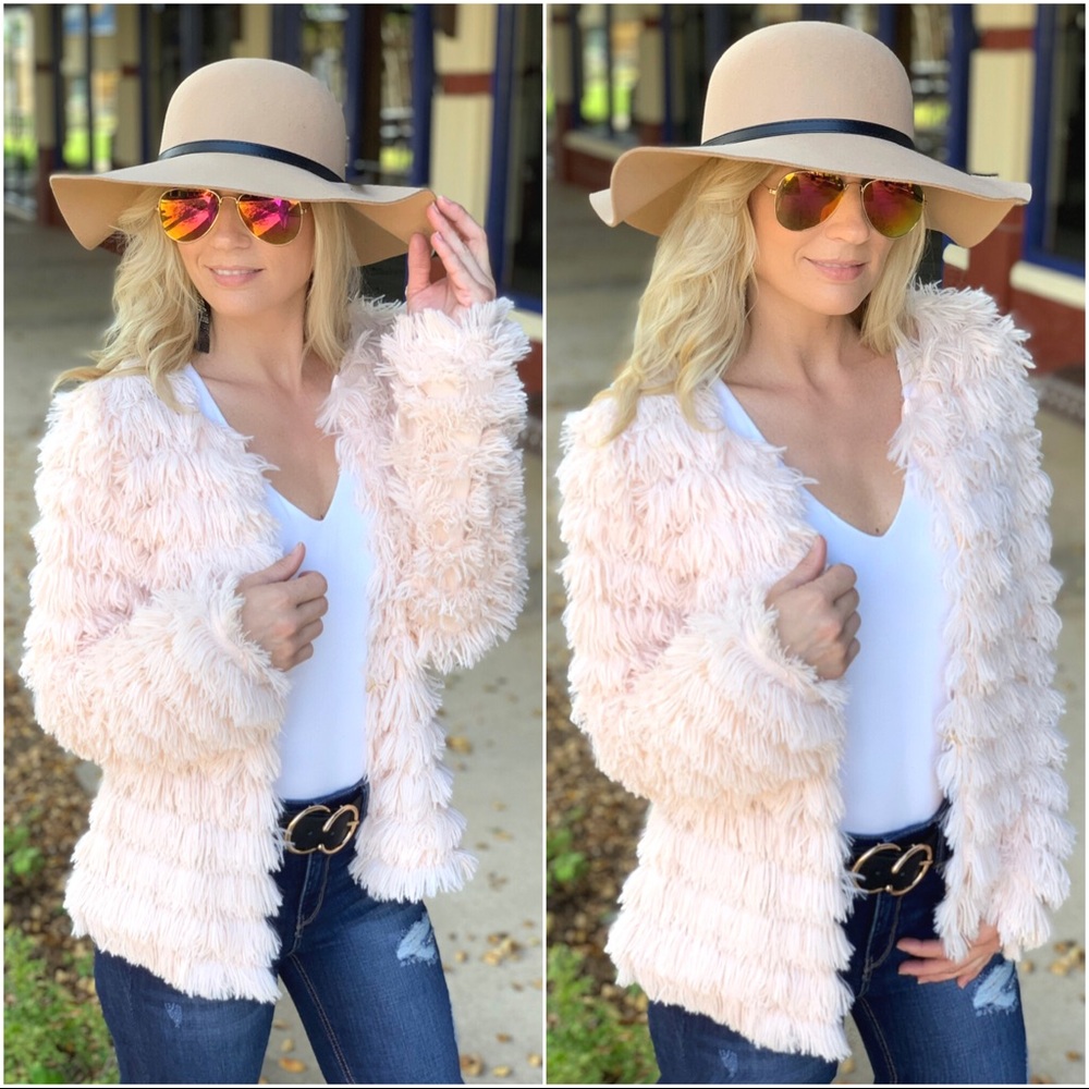 ✨RESTOCKED✨Cream blush open front jacket - Picture 3 of 5